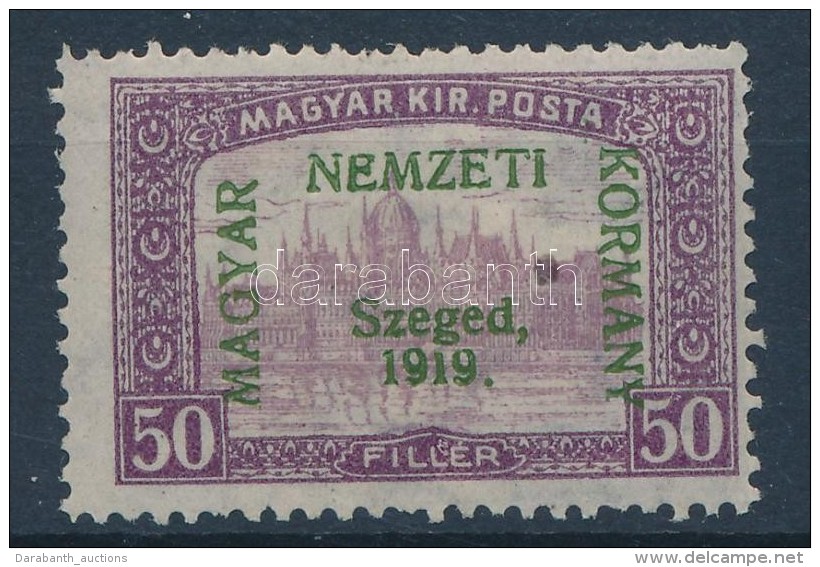 * Szeged 1919 Parlament 50f Zöld Felülnyomással, A Katalógusban Nem Szerepel / Mi 13 With... - Autres & Non Classés