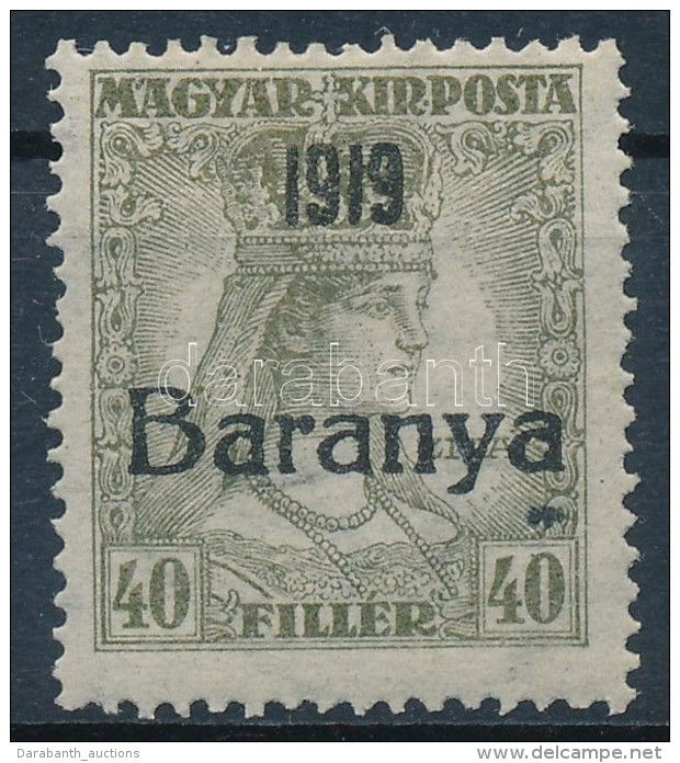 * Baranya I. 1919 Zita 40f Fekete Felülnyomással (12.000) / Mi 38 With Black Overprint Signed: Bodor - Otros & Sin Clasificación