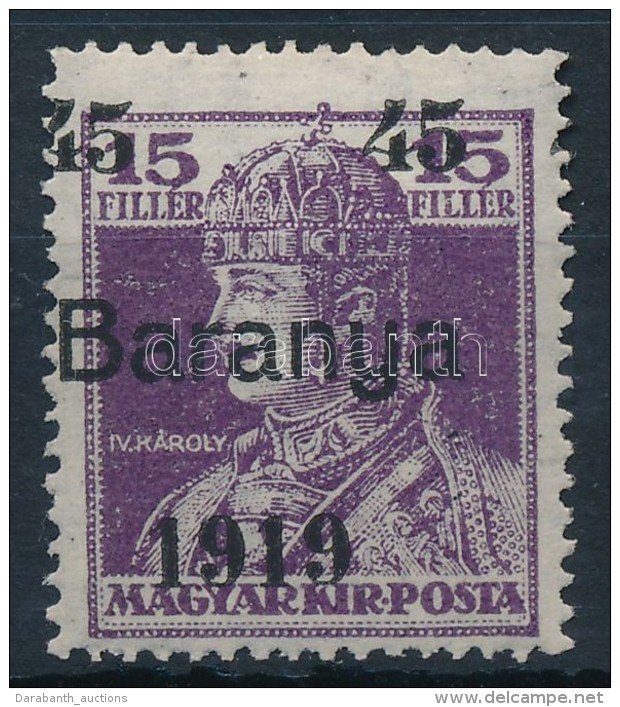 ** Baranya I. 1919 Károly 45/15f Próbanyomat / Proof (25.000) Signed: Bodor - Otros & Sin Clasificación