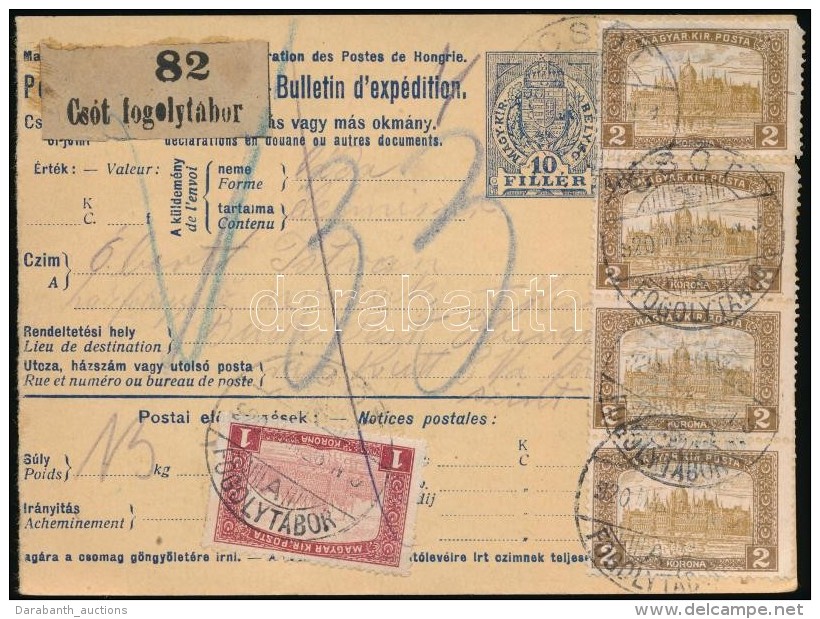 1920 (1. Díjszabás) Csomagszállító / Parcel Card 'CSÓT... - Otros & Sin Clasificación