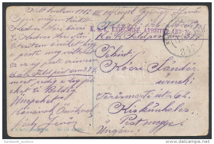 1917 Tábori Posta Képeslap / Field Postcard 'K.u.k. KRIEGSGEF. ARBEITER ABT.' + 'FP 347' - Otros & Sin Clasificación