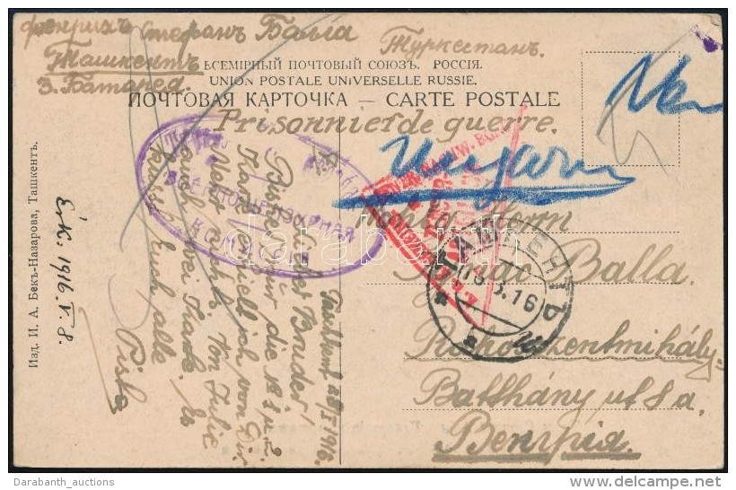 1916 Hadifogolylap Oroszországból Többszörös Cenzúrával / P.O.W. Card... - Otros & Sin Clasificación