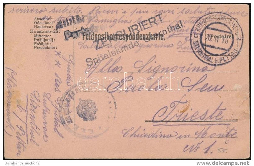 1916 Tábori Posta LevelezÅ‘lap / Field Postcard 'Spitalskmdo. Sternthal' + 'KRIEGSGEFANGENENLAGER STERNTHAL... - Otros & Sin Clasificación