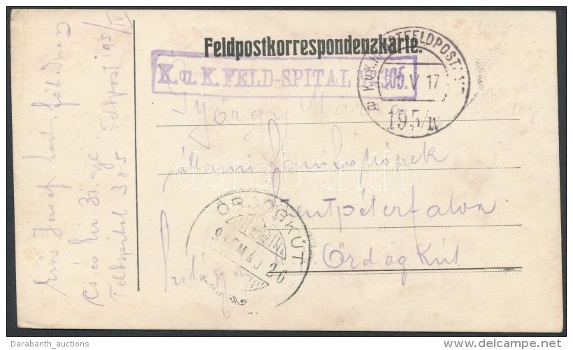 1917 Tábori Posta LevelezÅ‘lap / Field Postcard 'K.u.k. FELD-SPITAL No.305' + 'FP 195/IV A' - Otros & Sin Clasificación