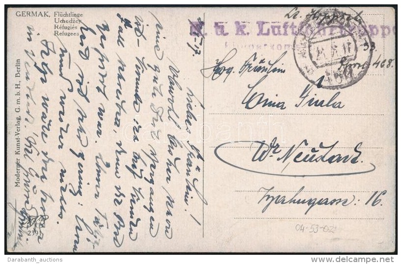 1918 Tábori Posta Képeslap / Field Postcard 'K.u.K. Luftfahrtruppen / Fliegerkompagnie Nr. 53' + 'FP... - Autres & Non Classés