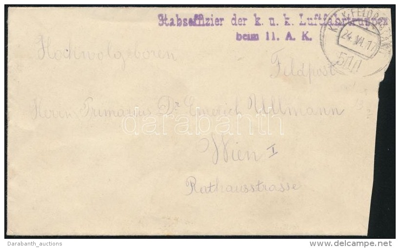 1917 Levél / Cover 'Stabsoffizier Der K. U. K. Luftfahrtruppen Beim 11. A. K.' + 'FP 511' - Otros & Sin Clasificación