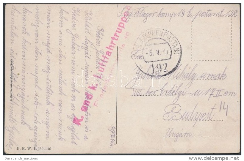 1916 Képeslap / Postcard 'K. Und K. Luftfahrtruppen Fliegerkompagnia 19' + 'EP 192' - Otros & Sin Clasificación