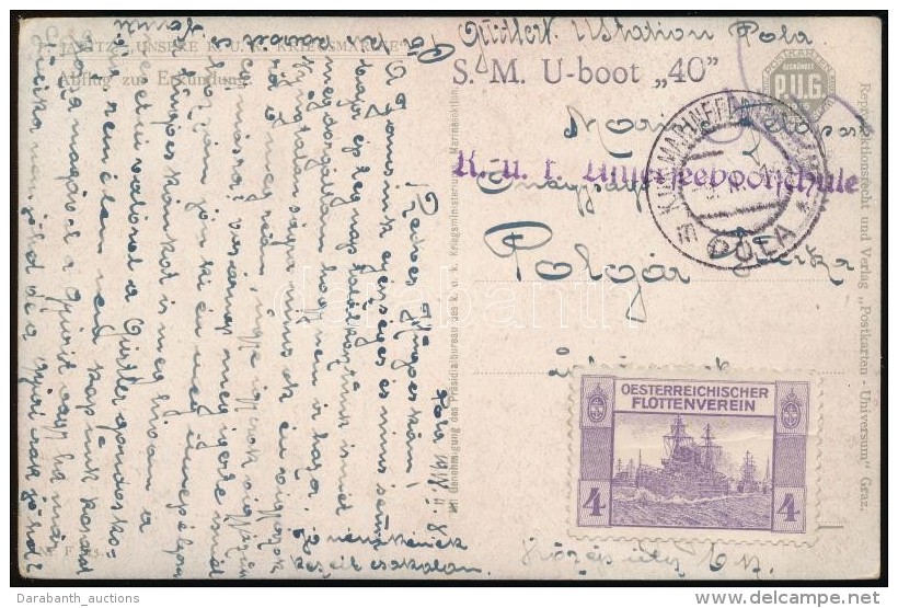 1918 Képeslap / Postcard 'S.M. U-boot 40' + 'K.u.k. Unterseebootschule' + MFP POLA M' - Otros & Sin Clasificación