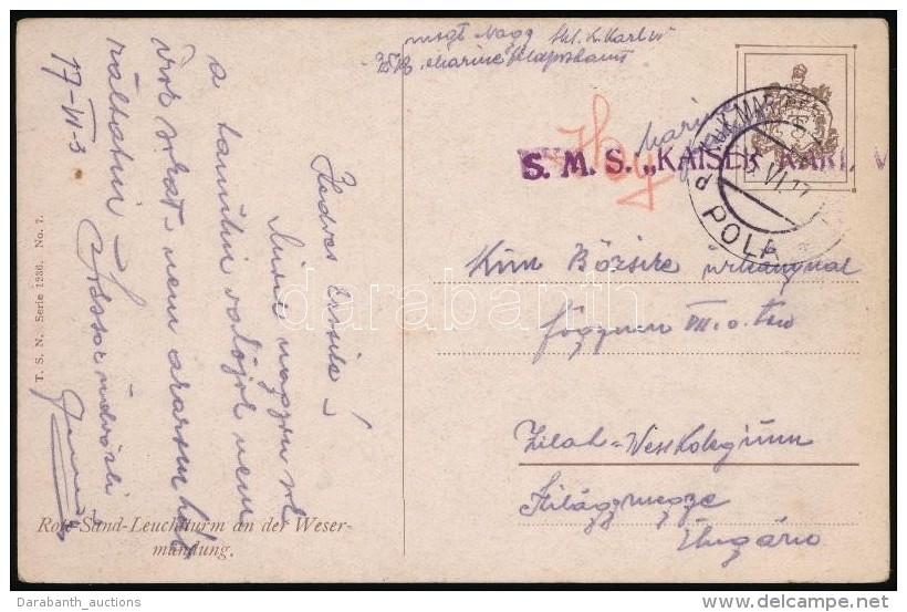 1917 Képeslap Haditengerészeti Postával / Navy Mail Postcard 'S.M.S. KAISER MAX' + 'MFP POLA... - Otros & Sin Clasificación