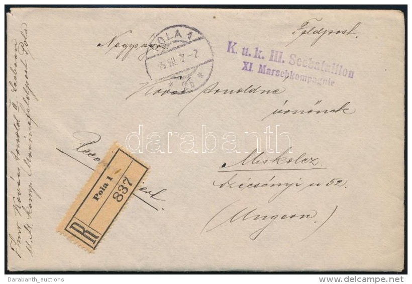 1917 Ajánlott Tábori Posta Levél Tartalommal, Hátulján 40h Bélyeggel /... - Otros & Sin Clasificación
