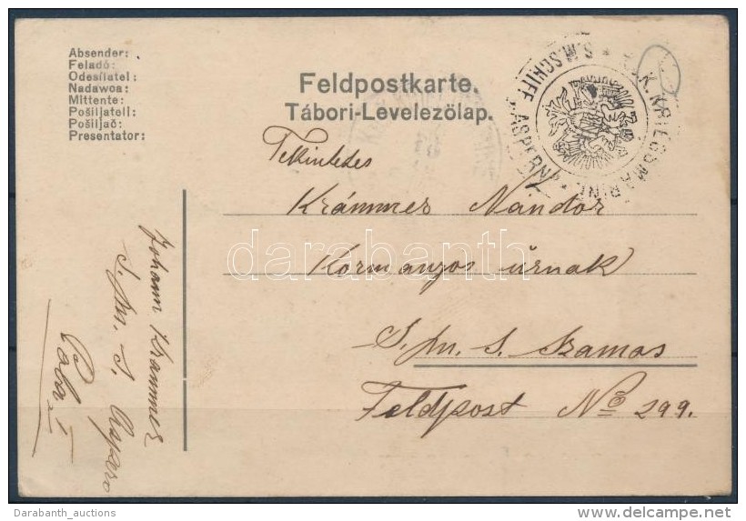 1916 Tábori LevelezÅ‘lap Hajóposta Bélyegzéssel / Field Postcard 'S.M. SCHIFF ASPERN' - Otros & Sin Clasificación