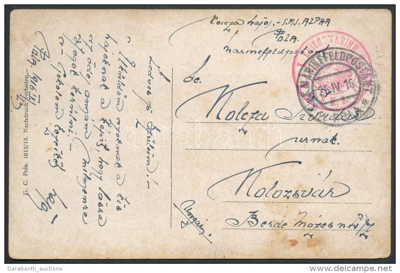 1916 Képeslap Haditengerészeti Postával / Navy Mail Postcard 'K.u.k. KRIEGSMARINE / S.M.S. ... - Otros & Sin Clasificación