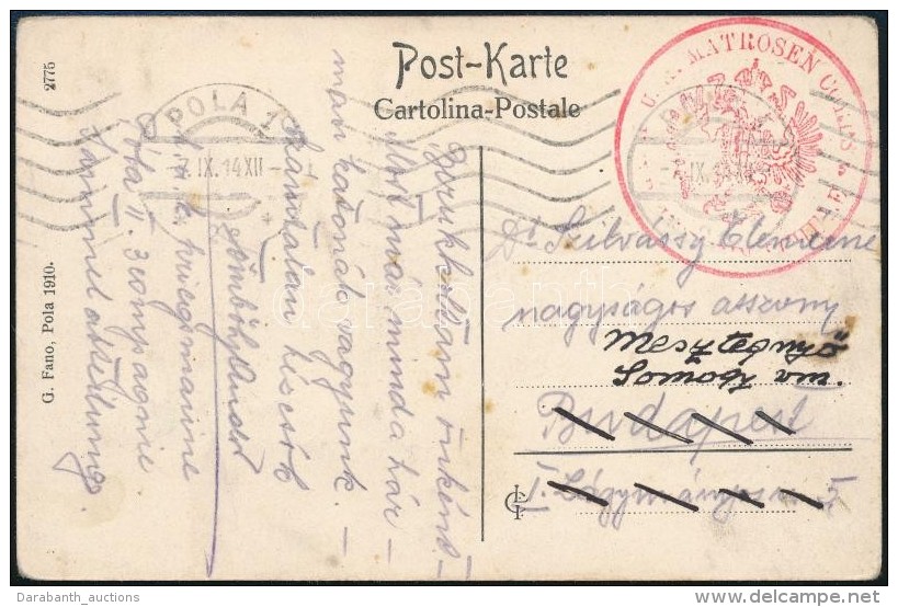 1914 Tábori Posta Képeslap / Field Postcard 'K.u.k. MATROSEN KORPS' + 'POLA' - Otros & Sin Clasificación