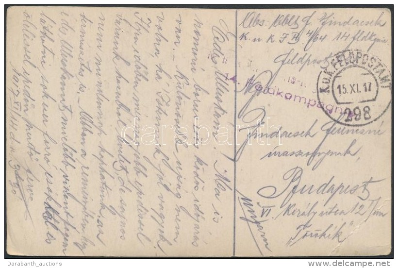 1917 Tábori Posta Képeslap / Field Postcard '14. Feldkompagnie' + 'FP 298' - Otros & Sin Clasificación