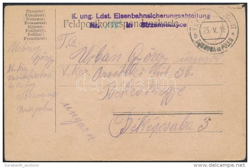 1916 Tábori Posta LevelezÅ‘lap / Field Postcard 'K.ung.Ldst. Eisenbahnsicherungsabteilung Nr 108 In... - Otros & Sin Clasificación