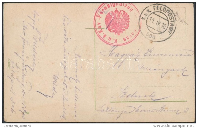 1916 Tábori Posta Képeslap / Field Postcard 'K.u.k. Kav-Fernsignalzug' + 'FP 306' - Otros & Sin Clasificación