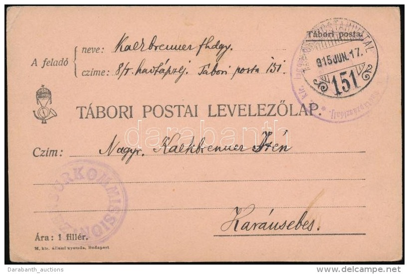 1915 Tábori Posta LevelezÅ‘lap / Field Postcard 'M.kir. Lugosi ... Hadtápzászlóalj' +... - Otros & Sin Clasificación