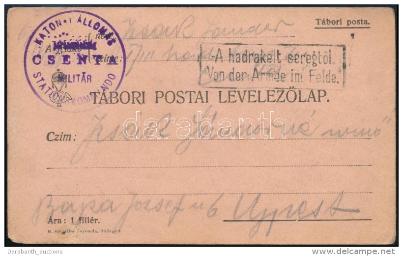 1915 Tábori Posta LevelezÅ‘lap / Field Postcard 'KATONAI ÁLLOMÁS CSENTA' - Otros & Sin Clasificación