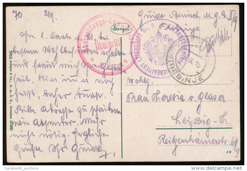 1915 Tábori Posta Képeslap / Field Postcard 'K.K. LANDSTURMINFANTERIEREGIMENT LEITMERITZ No.9.' +... - Otros & Sin Clasificación