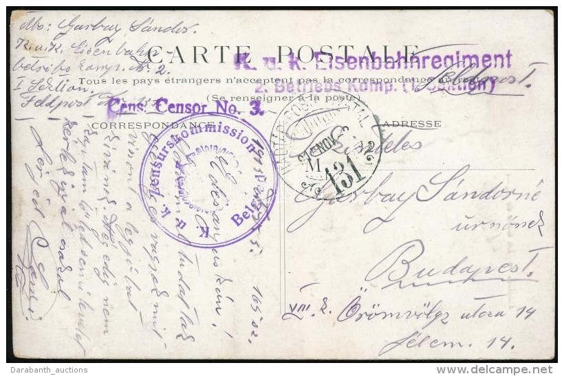 1915 Cenzúrás Képeslap Melyet Garbay Sándor, A KésÅ‘bbi... - Otros & Sin Clasificación