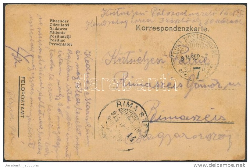 1914 Tábori Posta LevelezÅ‘lap / Field Post Cover 'TP 7' Ez A Postahivatal Przemysl-nél... - Otros & Sin Clasificación