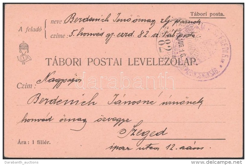 1914 Tábori Posta LevelezÅ‘lap / Field Post Cover 'TP 82' Ez A Postahivatal Przemysl-nél... - Autres & Non Classés