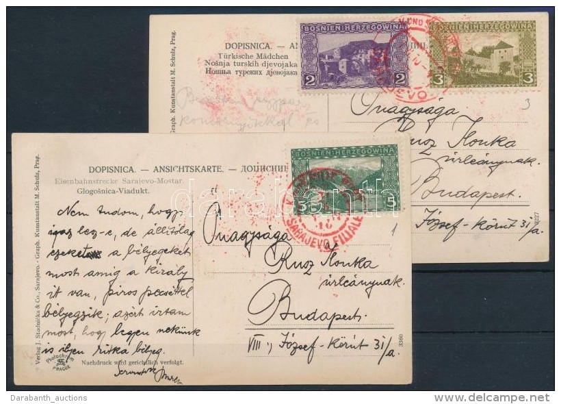 1916 2 Db Képeslap / 2 Postcards Piros/red 'SARAJEVO' - Otros & Sin Clasificación