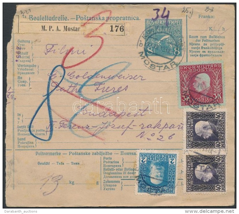 1913 Csomagszállító Budapestre 3,82K Bérmentesítéssel / Parcel Card With... - Otros & Sin Clasificación