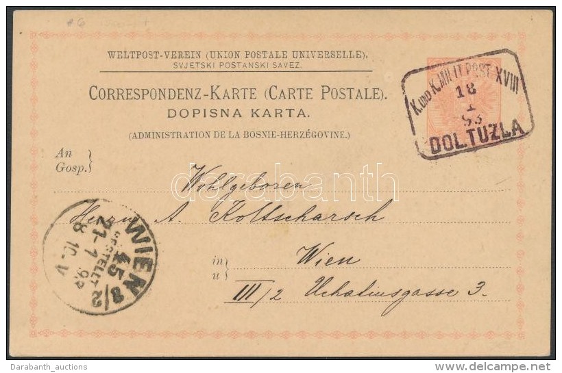 1893 5h UPU Díjjegyes LevelezÅ‘lap / PS-card 'DOLTUZLA' - Wien - Otros & Sin Clasificación