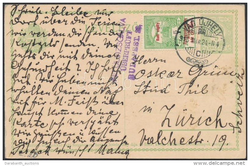 1915 Díjjegyes LevelezÅ‘lap 5f Díjkiegészítéssel Svájcba / PS-card With... - Otros & Sin Clasificación