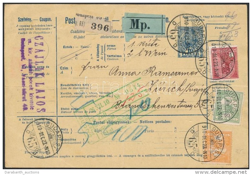 1910 Postai Szállítólevél 1,63K Bérmentesítéssel Zürichbe /... - Otros & Sin Clasificación