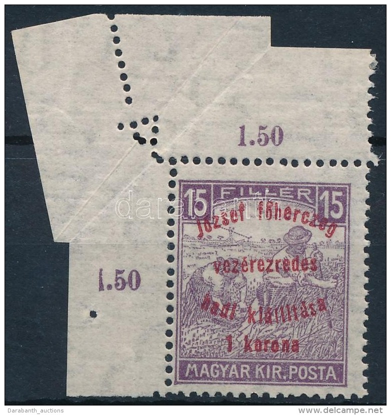** 1917 Margitsziget 15f ívsarki Elfogazással / Mi 209 Misperforated Margin Stamp - Otros & Sin Clasificación