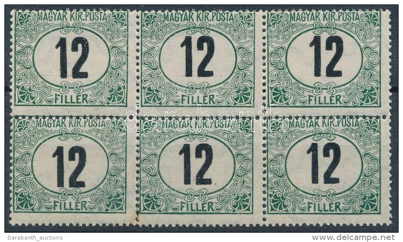 ** 1914 Portó 12f Elfogazott Hatostömb / Postage Due Mi 31 With Shifted Perforation (elvált... - Otros & Sin Clasificación