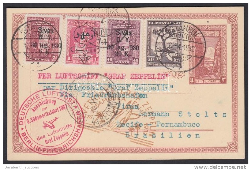 1932 Zeppelin 3. Dél-amerikai útja LevelezÅ‘lap / Zeppelin 3rd South America Flight Postcard To... - Otros & Sin Clasificación