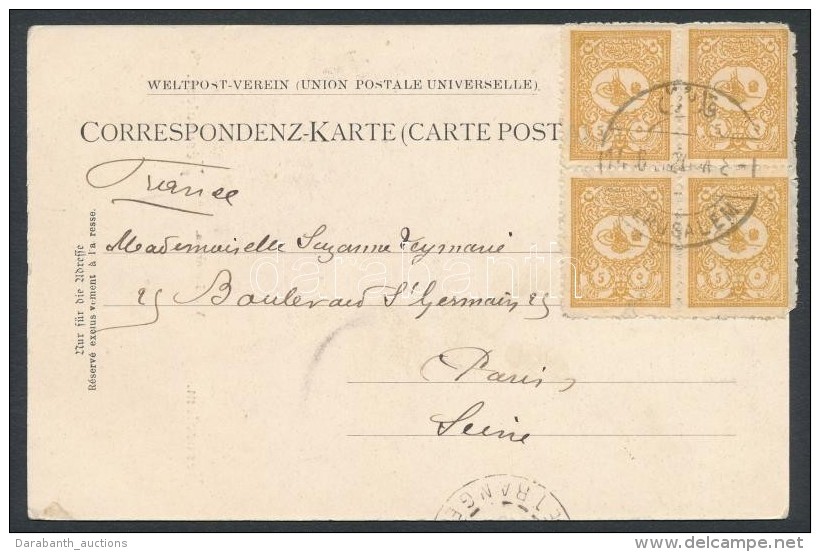 1902 Képeslap 5P Négyestömbbel Bérmentesítve Franciaországba / Postcard To... - Autres & Non Classés