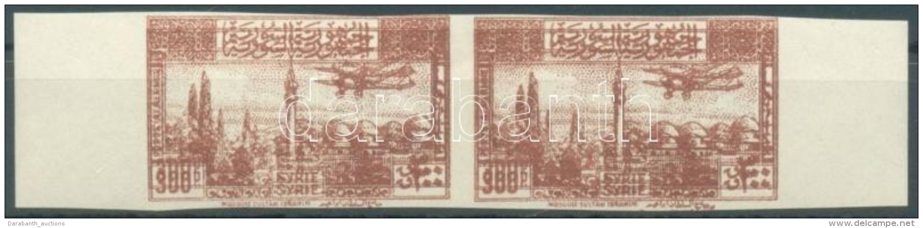 ** 1946 Tájak, RepülÅ‘k 300P Mi 537 Vágott Pár KettÅ‘s Nyomattal / Imperforate Pair With... - Otros & Sin Clasificación