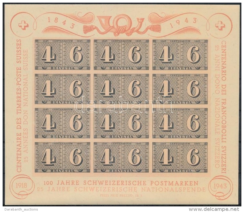 ** 1943 100 éves A Bélyegkiadás Mi Block 9 (Mi EUR 110,-) - Otros & Sin Clasificación