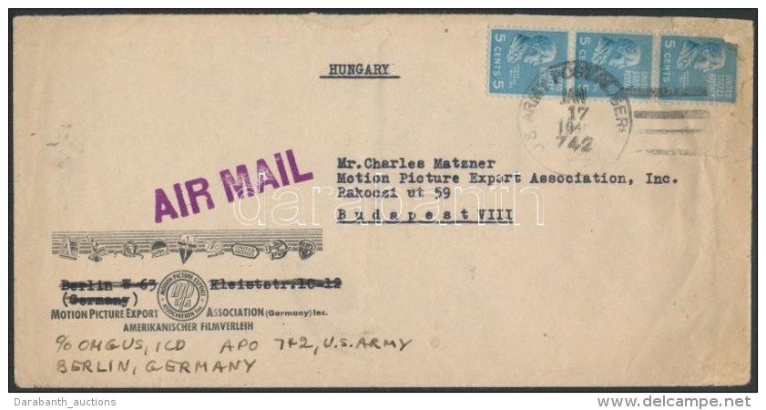 1948 Légi Levél BerlinbÅ‘l Amerikai Bélyegekkel Magyarországra / Airmail Cover From... - Otros & Sin Clasificación