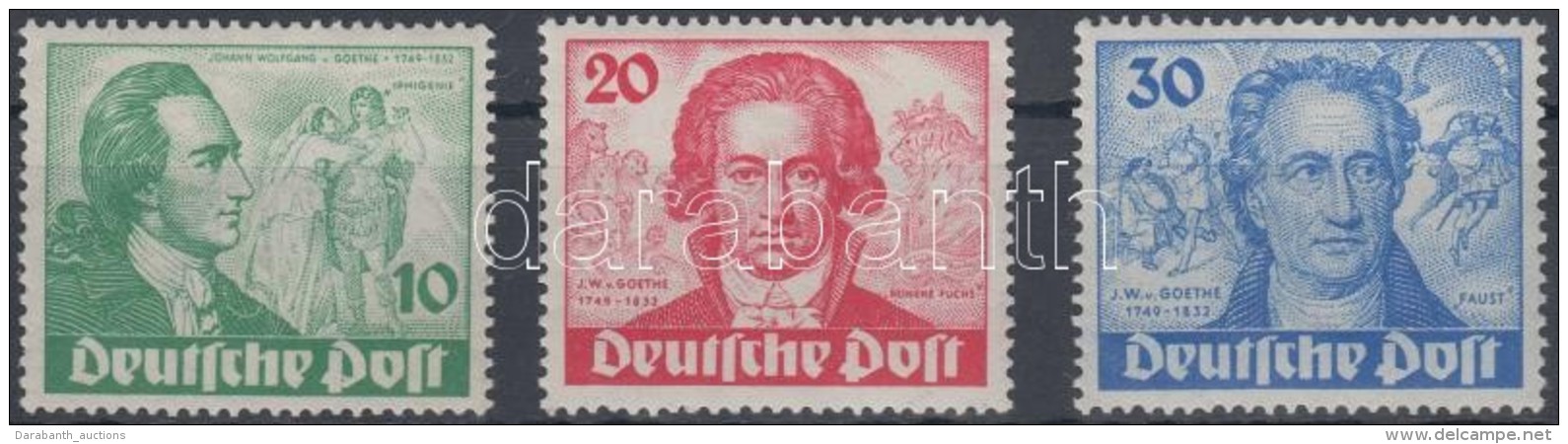 ** 1949 200 éve Született Goethe Sor Mi 61-63 - Otros & Sin Clasificación