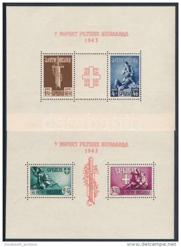 ** Szerbia / Serbia 1943 Mi Block 3-4 (Mi EUR 500,-) (gumihibák / Gum Disturbances) - Otros & Sin Clasificación