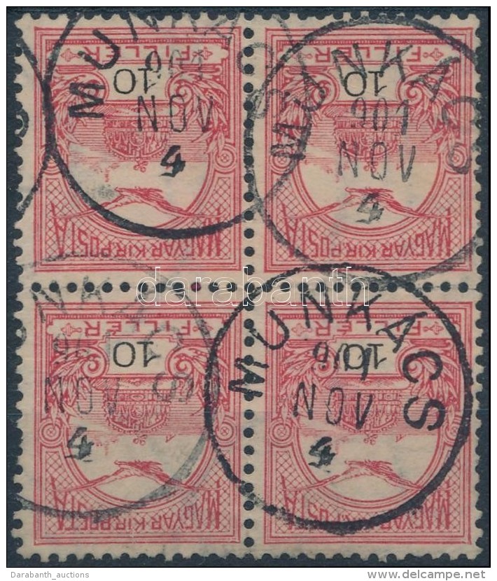 O 1900 Turul 10f Négyestömb / Mi 60 Block Of 4 'MUNKÁCS' - Otros & Sin Clasificación