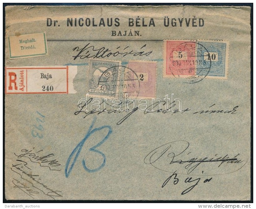 1900 Ajánlott Levél Krajcár Turul Vegyes Bérmentesítéssel / Registered... - Otros & Sin Clasificación