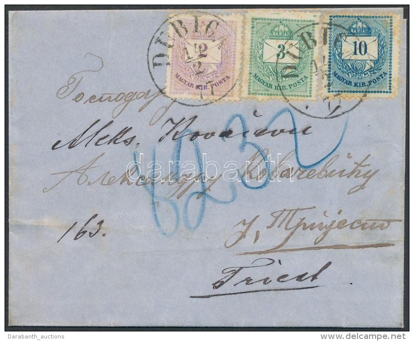 1877 2kr, 3kr és 10kr Levélen / On Cover 'DUBICA' - Triest - Otros & Sin Clasificación