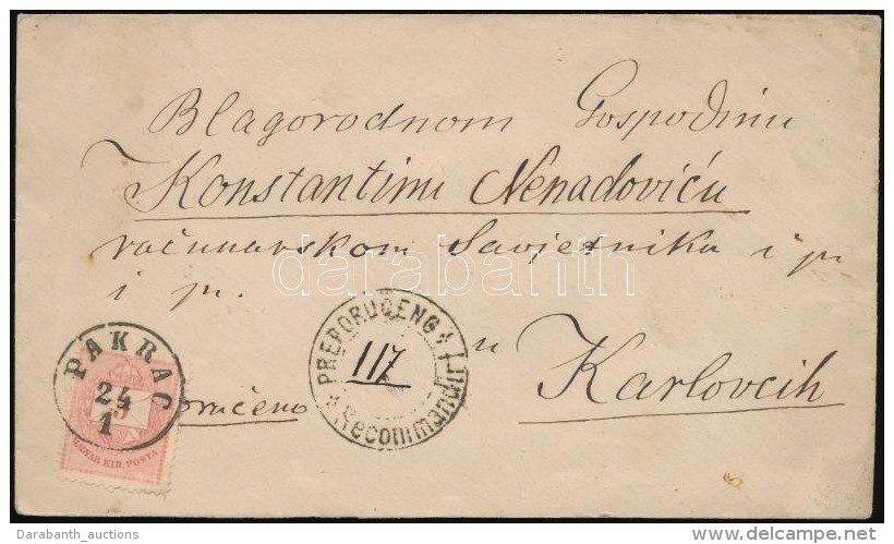 1877 3 X 5kr Ajánlott Levélen / On Registered Cover 'PAKRAC' - 'KARLOVITZ' - Other & Unclassified