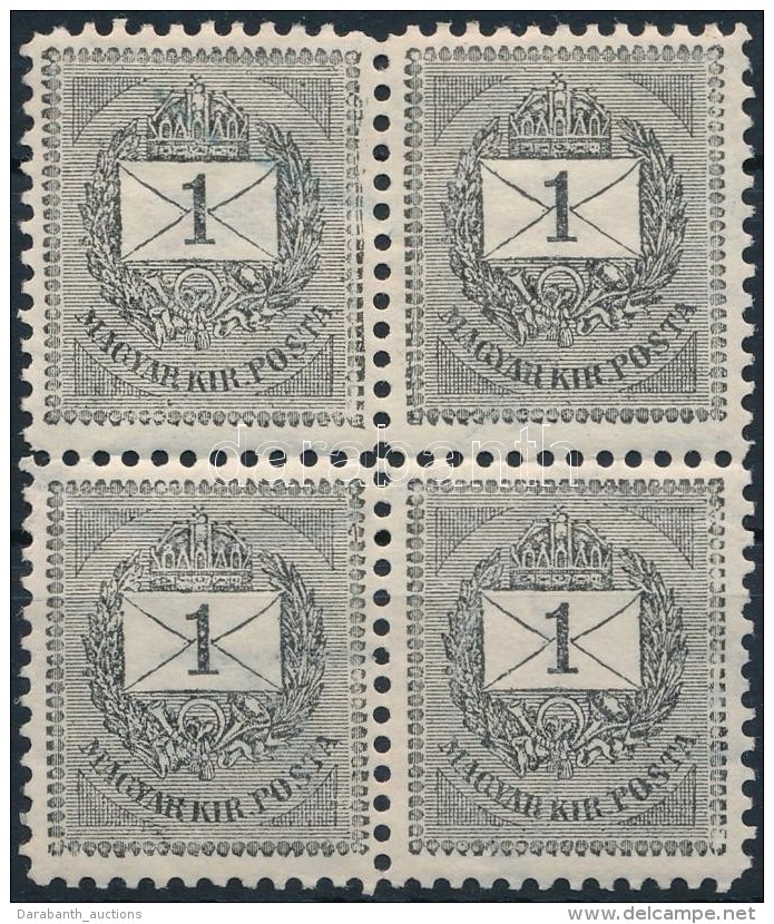 ** 1889 1kr Négyestömb Klf Lemezhibákkal / Mi 27 Block Of 4 With Plate Varieties - Otros & Sin Clasificación