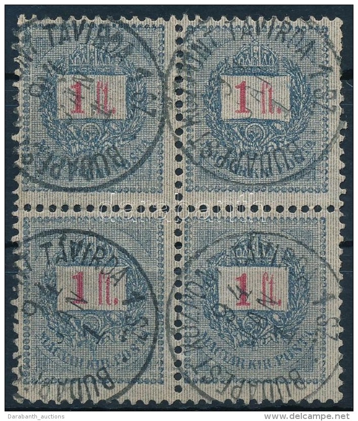 O 1888 Feketeszámú Krajcáros 1Ft Négyestömb / Mi 39 Block Of 4 - Otros & Sin Clasificación