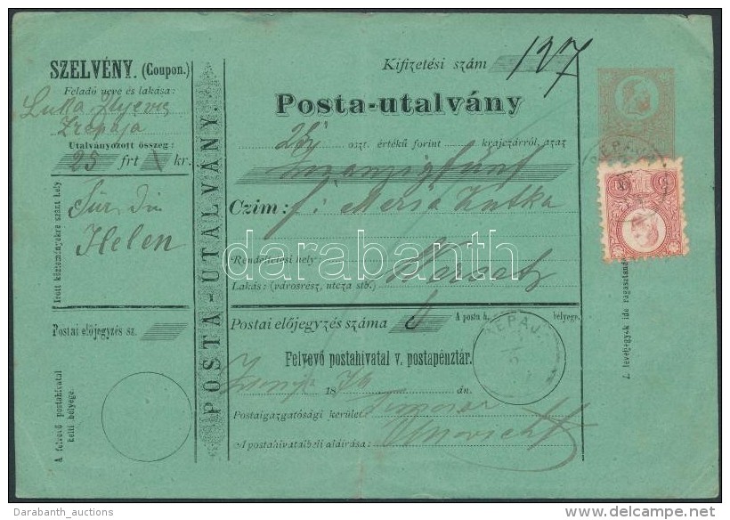 1874 Réznyomat 5kr 5kr Díjjegyes Postautalványon / Mi 10 On PS-money Order '(ZR)EPAJA' - Otros & Sin Clasificación