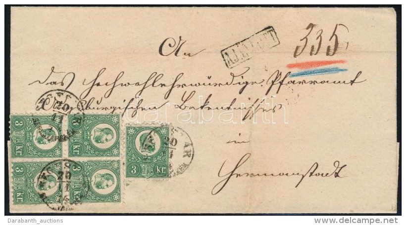 1874 5 X 3kr Réznyomat Ajánlott Levélen, R! / 5 X Mi 9 On Registered Cover 'SEGESVÁR... - Otros & Sin Clasificación