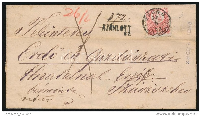 1873 Ajánlott Levél Az ElÅ‘oldalon 5kr Réznyomat Bélyeggel (a Hátoldali... - Other & Unclassified