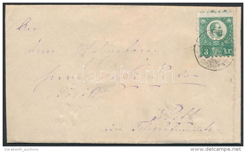 ~1873 Képbe Fogazott Réznyomat 3kr Helyi Levélen / Mi 9 With Shifted Perforation On Local... - Other & Unclassified